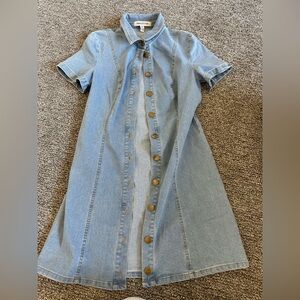 Urban Outfitters Blue Button-Down Denim Dress